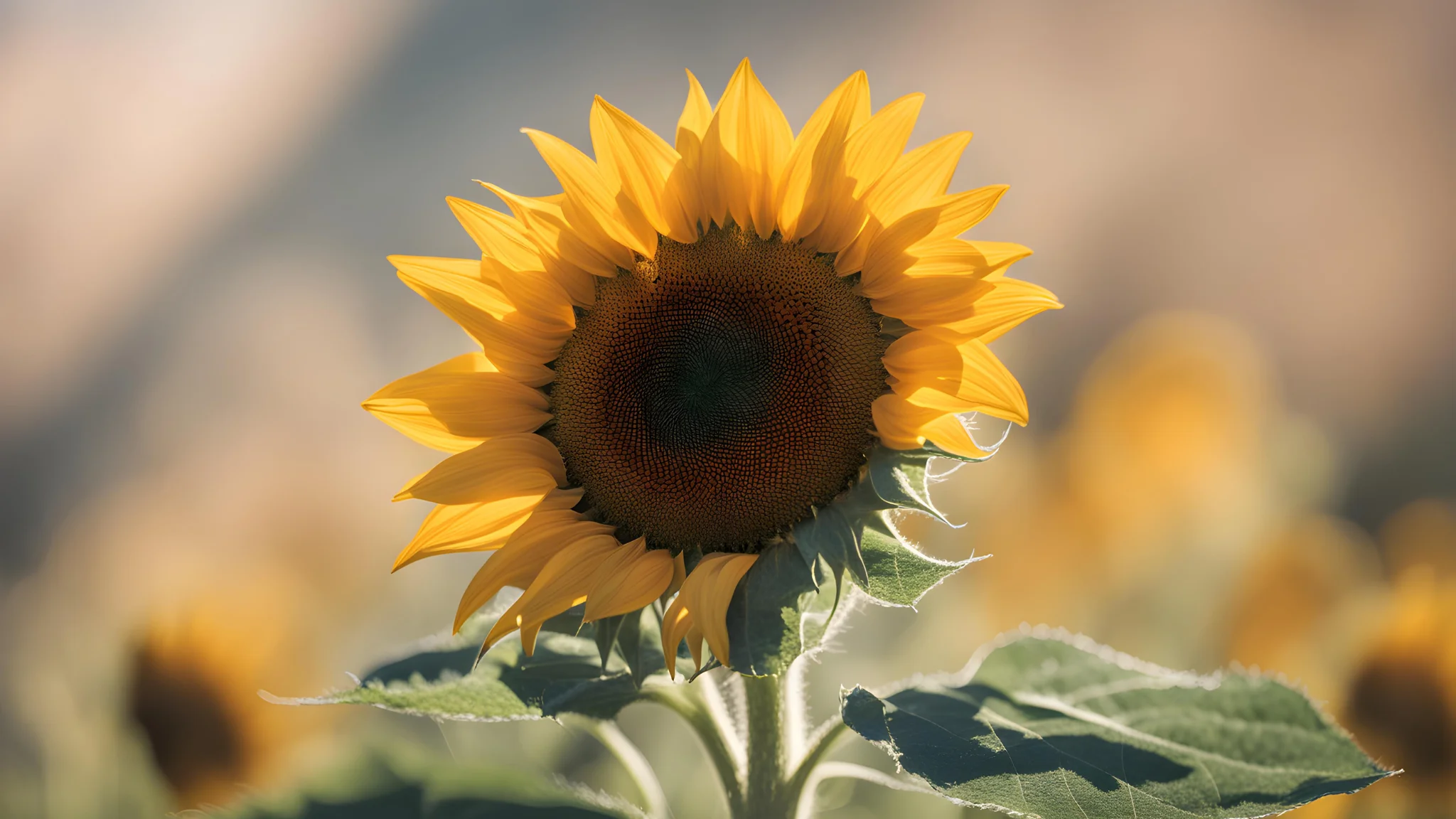 Girasol en flor, bien cuidado en interior